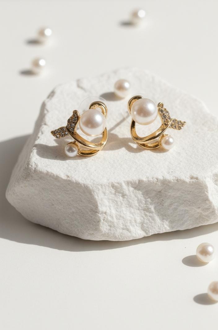 Fish tail stud earring